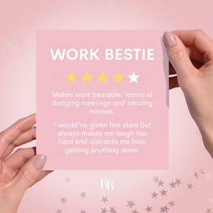Funny Work Bestie Review (14.5 x 15 cm) | Birthday Leaving Good Luck Retirement | For Her | Love Cute Cheeky Best Friend Product Star Rating