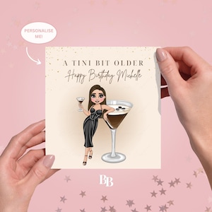 Personalised Espresso Martini Happy Birthday (14.5 x 15cm) Greeting Card | Sister Friend For Her Birthday | Gold Special Love | Customisable
