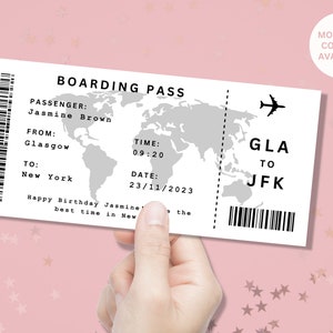 Personalisierte Bordkarte Urlaub / Urlaubsticket - Für jeden Ort verfügbar - Überraschungsticket - Geburtstagsweihnachtsgeschenk - Reiseflughafen