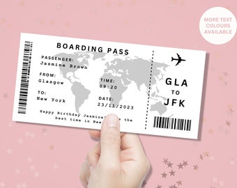 Personalised Boarding Pass Vacation/Holiday Ticket - Available for any Location - Surprise Ticket - Birthday Christmas Gift - Travel Airport