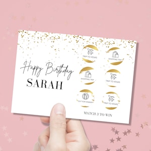 Carte à gratter surprise dorée personnalisée Ticket joyeux anniversaire Tout cadeau à gratter à révéler pour lui Pour un ami, un petit ami, une petite amie