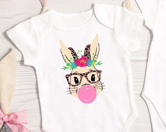 Easter Bunny Glasses Shirt: Bubble Gum Graphic Tee