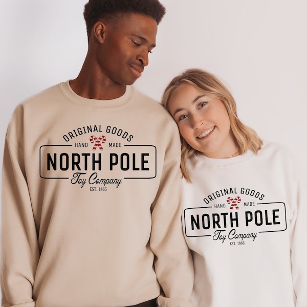 North Pole Toy Sweater, Christmas Shirt, Christmas Sweatshirt, Hand Made Vintage, Christmas Gift, Holly Jolly Holiday, North Pole Co Shirt