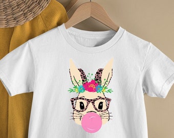 Easter Bunny Graphic Tee: Glasses, Bubble Gum, Teacher Shirt