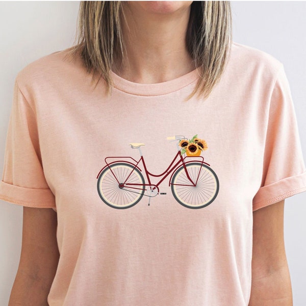 Cute Women's Biking T-Shirt, Vintage Style Bicycle T-Shirt, Shirt for Biking, Cycling Gift, Nature Lover Bike, Bicycle Tee, Retro Bike Shirt