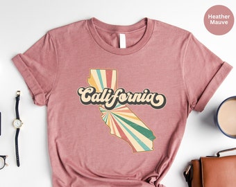 Retro California Sunset Tee: West Coast Cali Girl Shirt