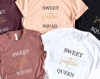 Sweet Sixteen Squad Shirt: 16th Birthday Gift for Girls