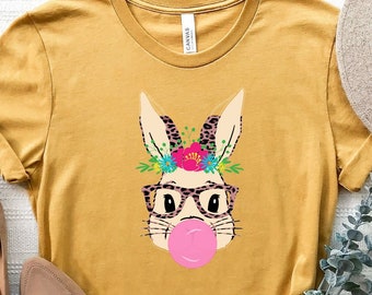Easter Bunny Glasses T-Shirt: Bubble Gum Graphic Tee