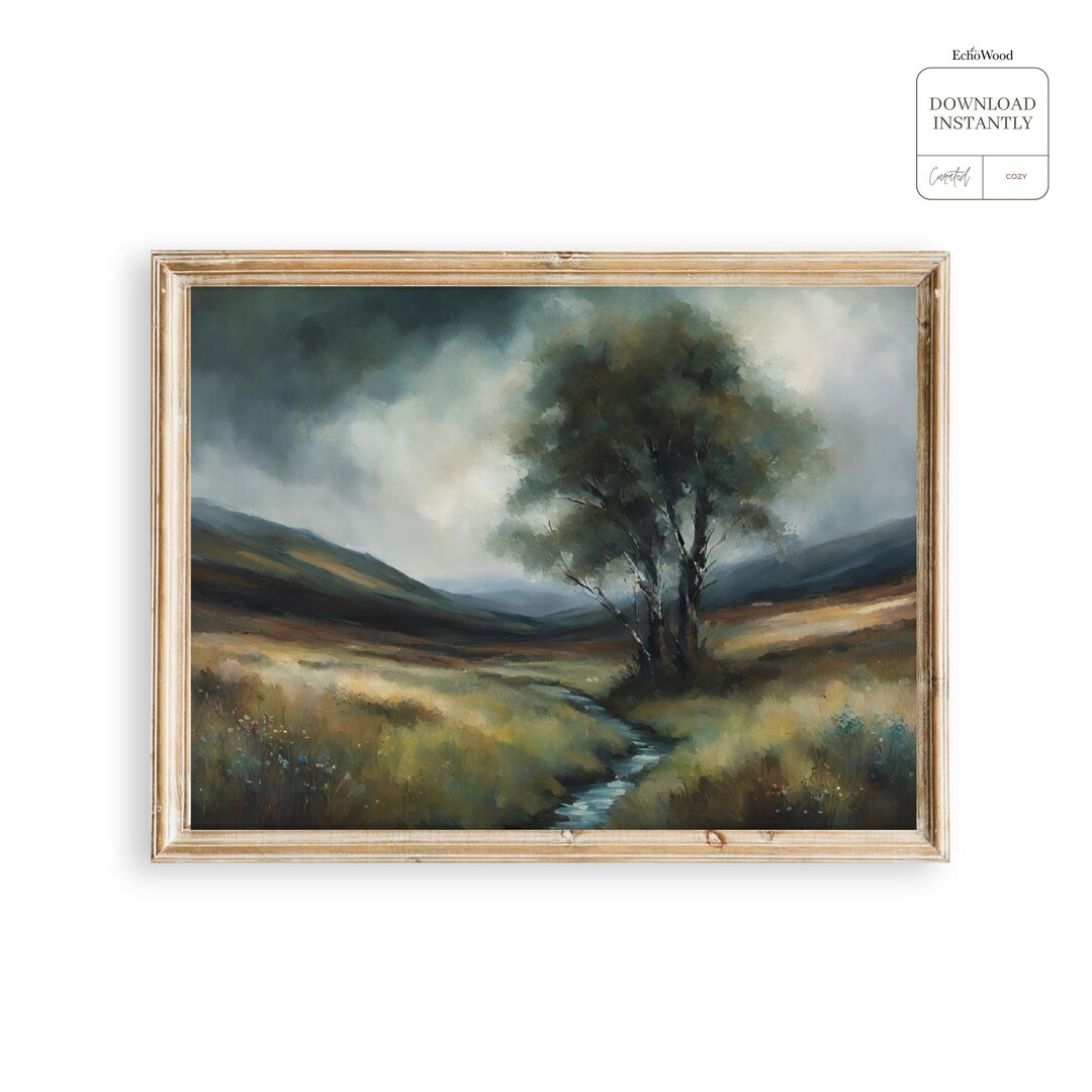 Saturated Muted Neutrals Meadows and Trees Artwork, Moody French ...