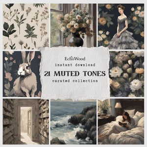 21 gedämpfte Töne Dark Academia Gallery Wandset, Whimsigoth Reading Nook Decor, neues Zuhause Einweihungsgeschenk, Moody Library Painting, JPEG-Dateien