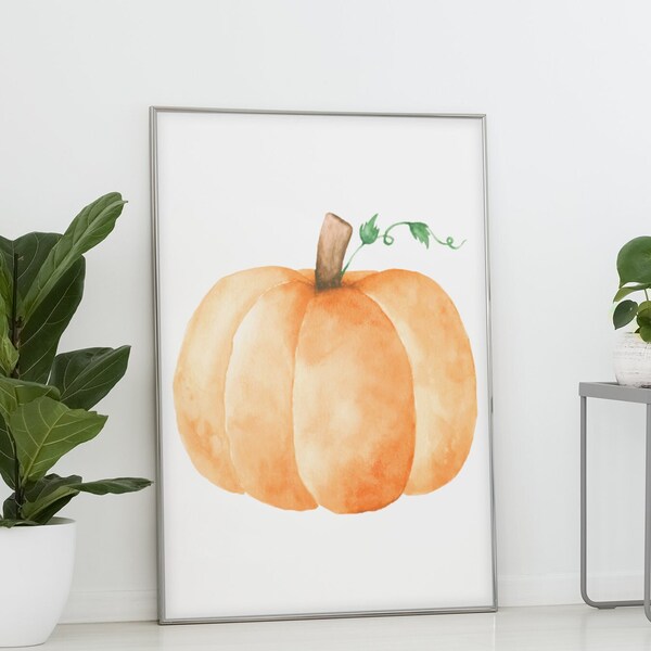 Pumpkin Art Print, Pumpkin Painting, Fall Season, Autumn Decor, Wall Art, digital download, printable, different ratios, eco-friendly