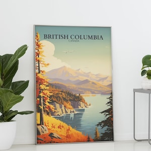 British Columbia Autumn Travel Art Print, Canada Decor, Autumn Wall Art, West Canada, Landscape Art, digital download, printable