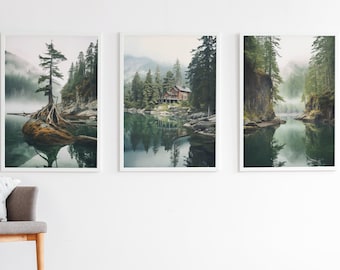 3 British Columbia Posters, Wall Art, digital download, printable, different ratios, eco-friendly, print at home, Vancouver Island, Canada
