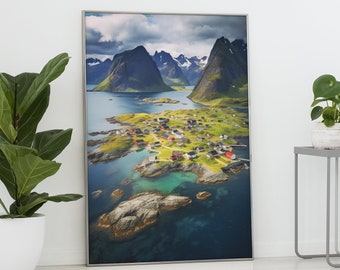 Lofoten Islands Poster Wall Art, Art Print, digital download, printable, different ratios, eco-friendly, print at home, Norway