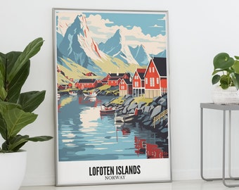 Lofoten Islands Retro Posters Wall Art, Art Print, digital download, printable, 5 ratios, eco-friendly, print at home, Norway