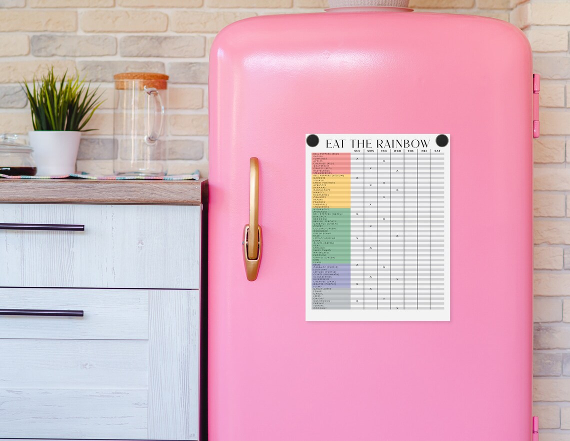 Eat the Rainbow Checklist Printable, Healthy Food Chart, Fruit and ...