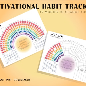 Plantilla imprimible de Habit Tracker para diario, semanal, mensual, objetivo, seguimiento de rutina, desafío de hábitos, A4/Carta, descarga digital instantánea