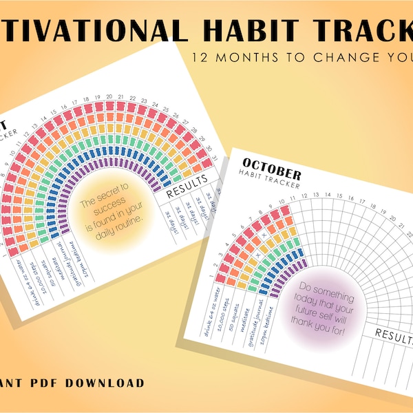 Habit Tracker Printable Template for Daily, Weekly, Monthly, Goal, Routine Tracker, Habit Challenge, A4/ Letter, Instant Digital Download