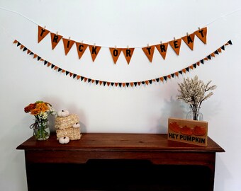 Trick or Treat Felt Flag Banner: Handmade Halloween Decor
