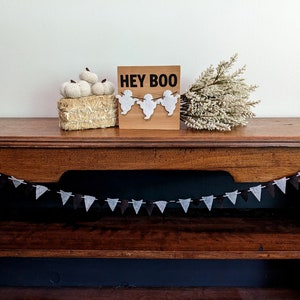 Hey Boo Zeder Holzschild - Filz Gespenster Herbst Dekor