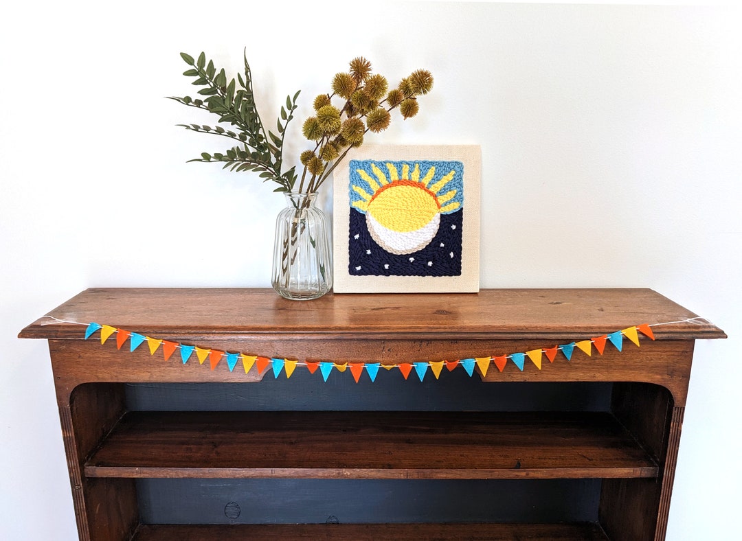 Mini Triangle Flag Banner - Peacock, Golden, and Marigold - Summer Flag ...