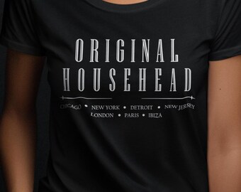 T-shirt graphique de luxe original Househead, musique house, techno, EDM, Chicago House, New York, New Jersey, Detroit, Rave, cadeau DJ