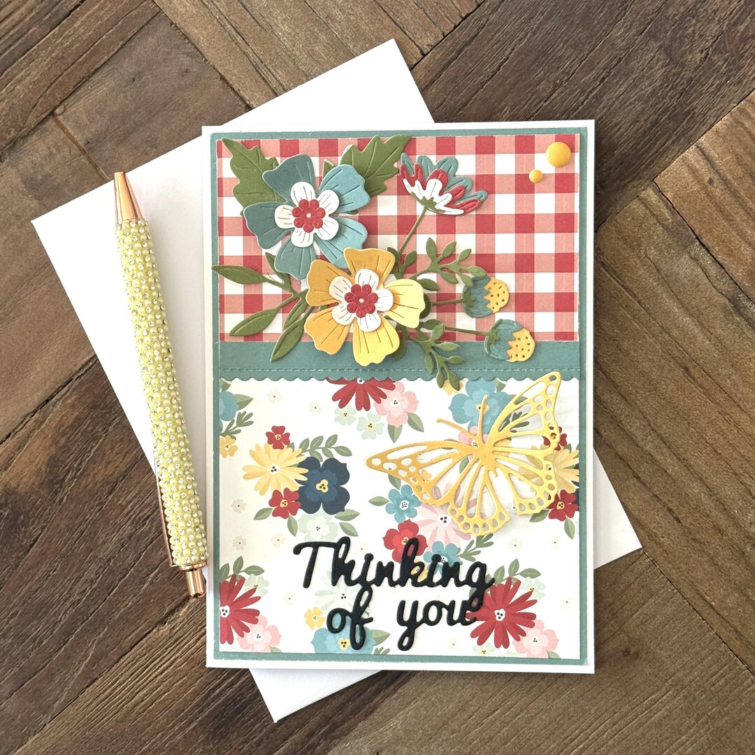 Handmade Floral Thinking of You Card, Pretty 3D Card for Her ...