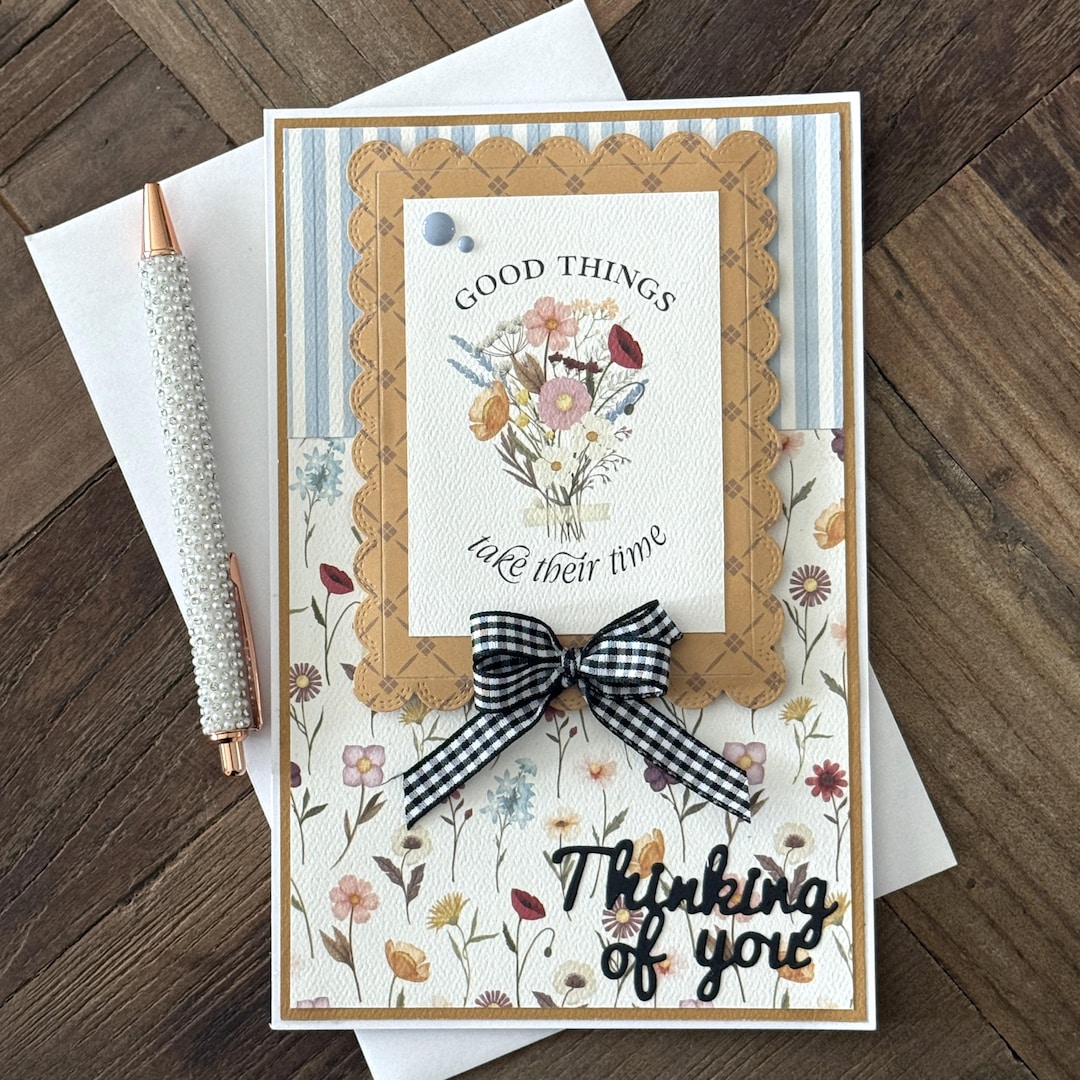 Handmade Floral Thinking of You Card, 3D Full Size Greeting Card for ...