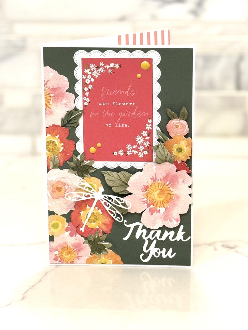 Handmade Floral 3D Thank You Card, Customizable, Full Size, Keepsake ...