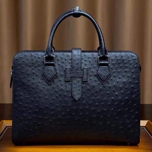 Sac homme, porte-documents, pochette, porte-documents haut de gamme en cuir d'autruche pour homme