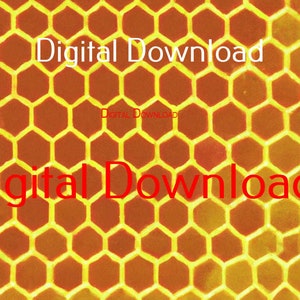 May include: A digital download graphic with the text "Digital Download" in red letters on a yellow honeycomb background.