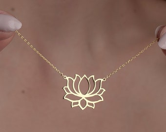 Lotus Flower Necklace, Charm Necklace, Boho Necklace, Yoga Necklace, Medıtatıon Necklace, Charm Necklace, Sterling Necklace