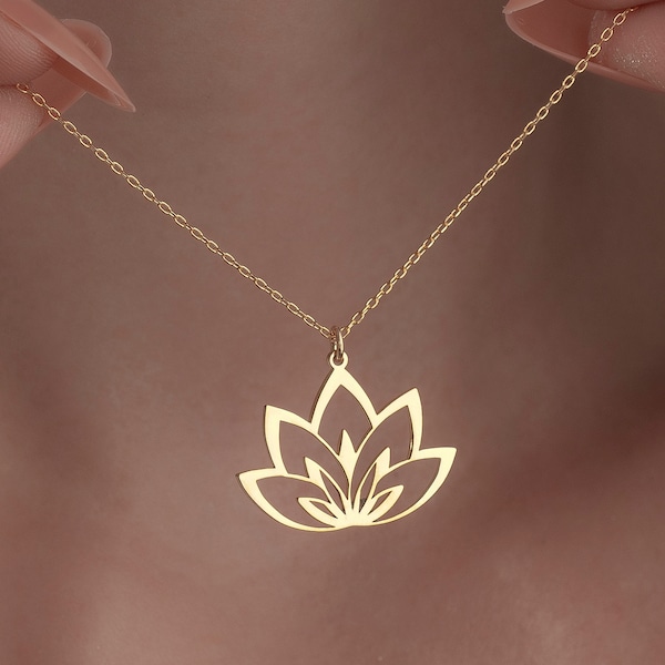 Bijoux de fleur de lotus, collier de lotus, bijoux en or délicats, colliers pour femmes, collier minuscule, charme de fleur de lotus, cadeau pour maman