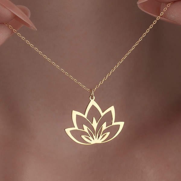 Lotus Blume Schmuck, Lotus Halskette, zierliche Gold Schmuck, Halsketten für Frauen, winzige Halskette, Lotus Flower Charm, Geschenk für Mama
