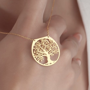 Life Tree Necklace, Mama Necklace, Minimalist Necklace, Dainty Necklace, 14k Gold Necklace, 50th Birthday Gift For Women, Necklace For Mom