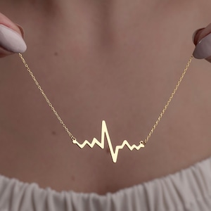 Heartbeat Necklace, Necklaces for Women, Necklaces For Women Boho, Gİfts For Her, Minimalist Necklace, Dainty Silver Necklace