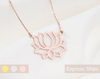 Lotus Necklace, Dainty Silver Necklace, 50th birthday gift for women, Yoga Jewelry, Minimalist Necklace, Lotus Pendant, Meditation Necklace