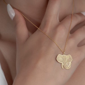 Elephant Necklace, Gold Elephant Pendant, Gold Necklace, 14K Gold, 50th Birthday Gift For Women, Unique Necklace, Jewelry For Women