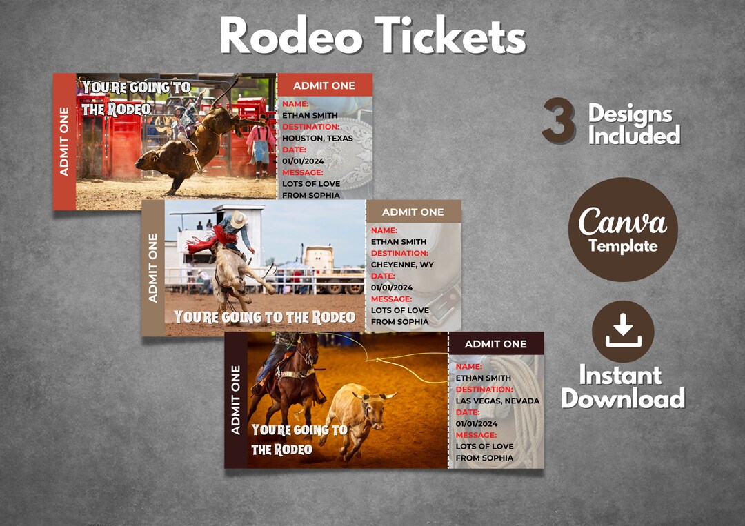 Editable Rodeo Ticket Template Printable Rodeo Voucher Etsy