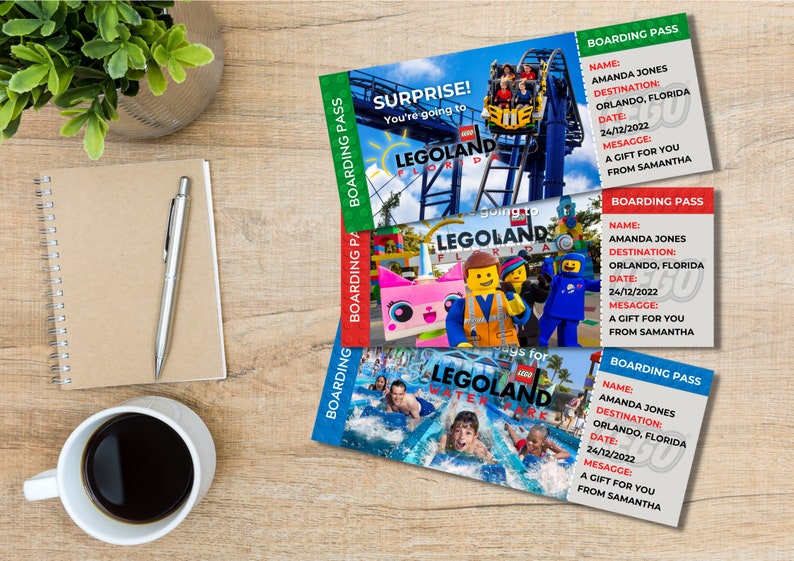 Editable Legoland Florida Surprise Ticket Template Printable - Etsy