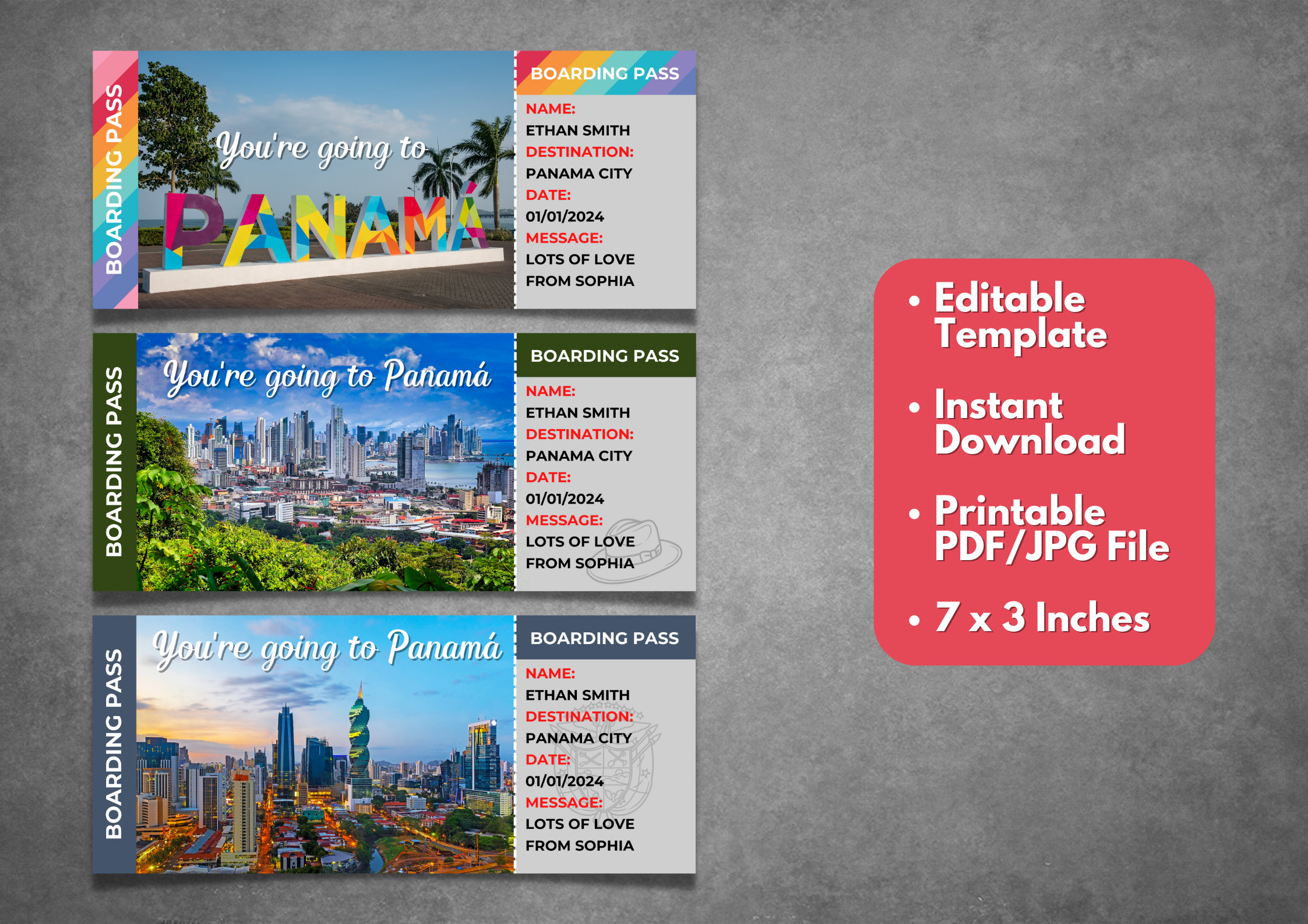 Editable Panama Ticket Template Printable Panamá Boarding - Etsy