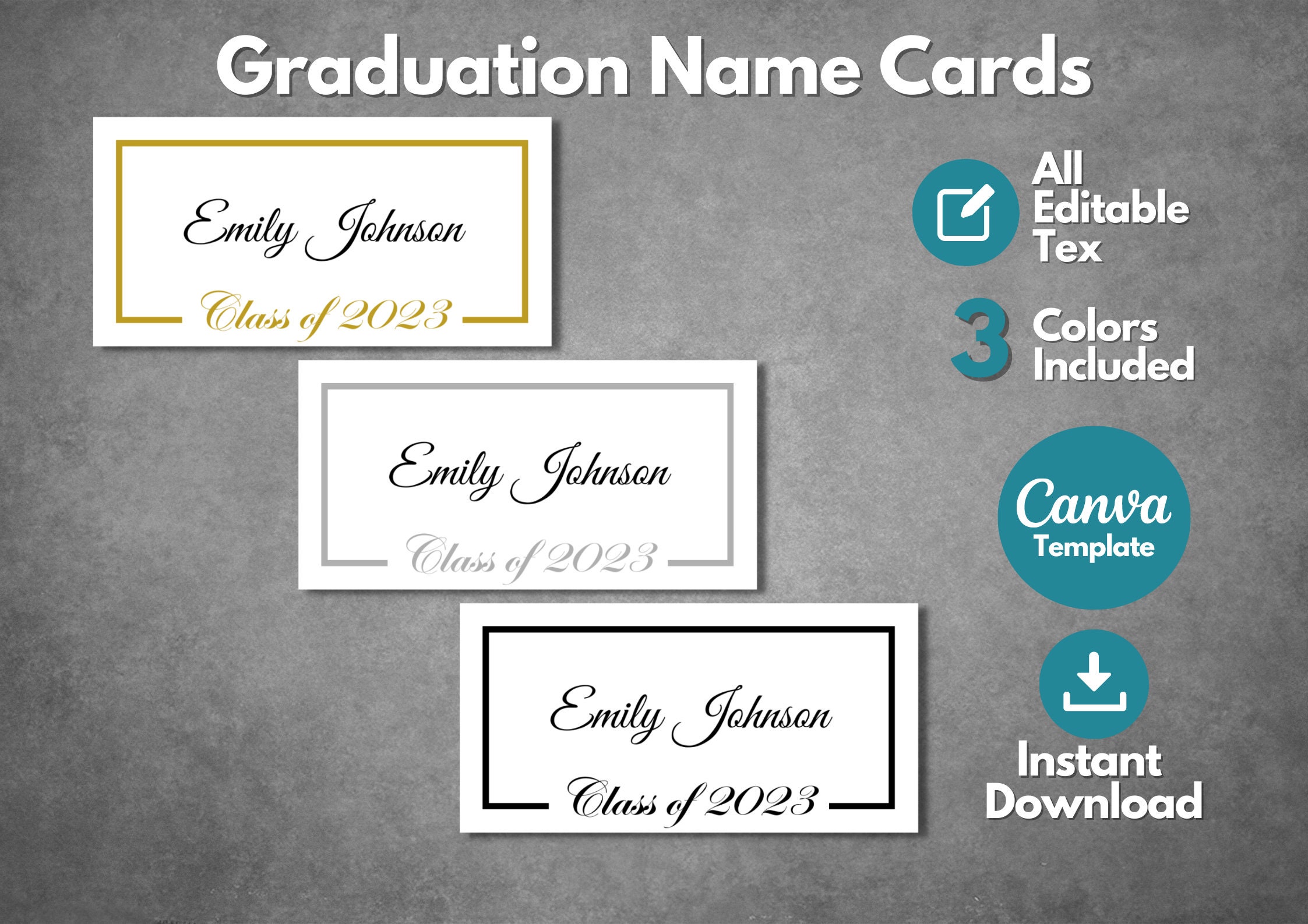 Editable Graduation Name Card Template Printable Class 2023 Etsy
