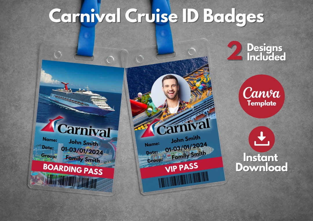 Editable Carnival Cruise ID Badges Template Printable Etsy Editable Carnival Cruise ID Badges Template Printable Etsy