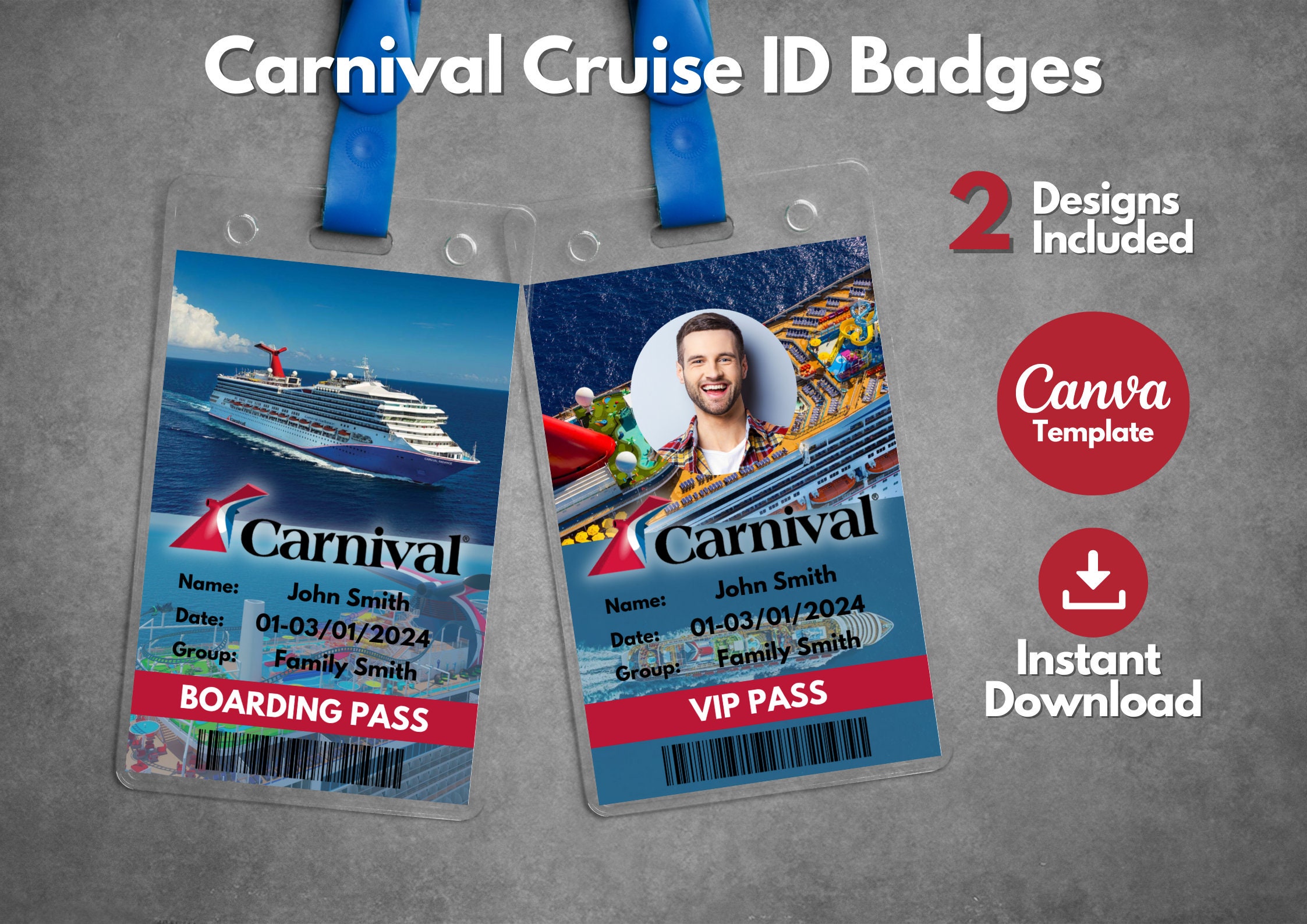 Editable Carnival Cruise ID Badges Template Printable pic