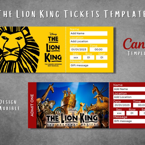 Ticket Template the Lion King - Etsy