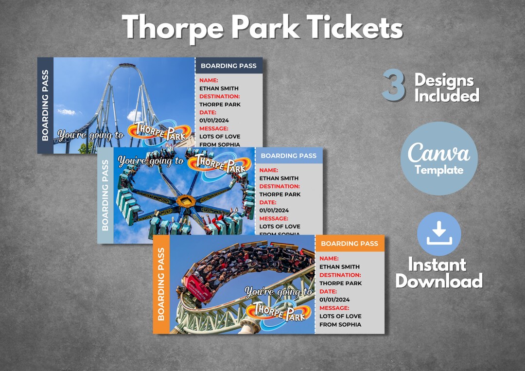 Editable Thorpe Park Surprise Ticket Template Printable Etsy UK