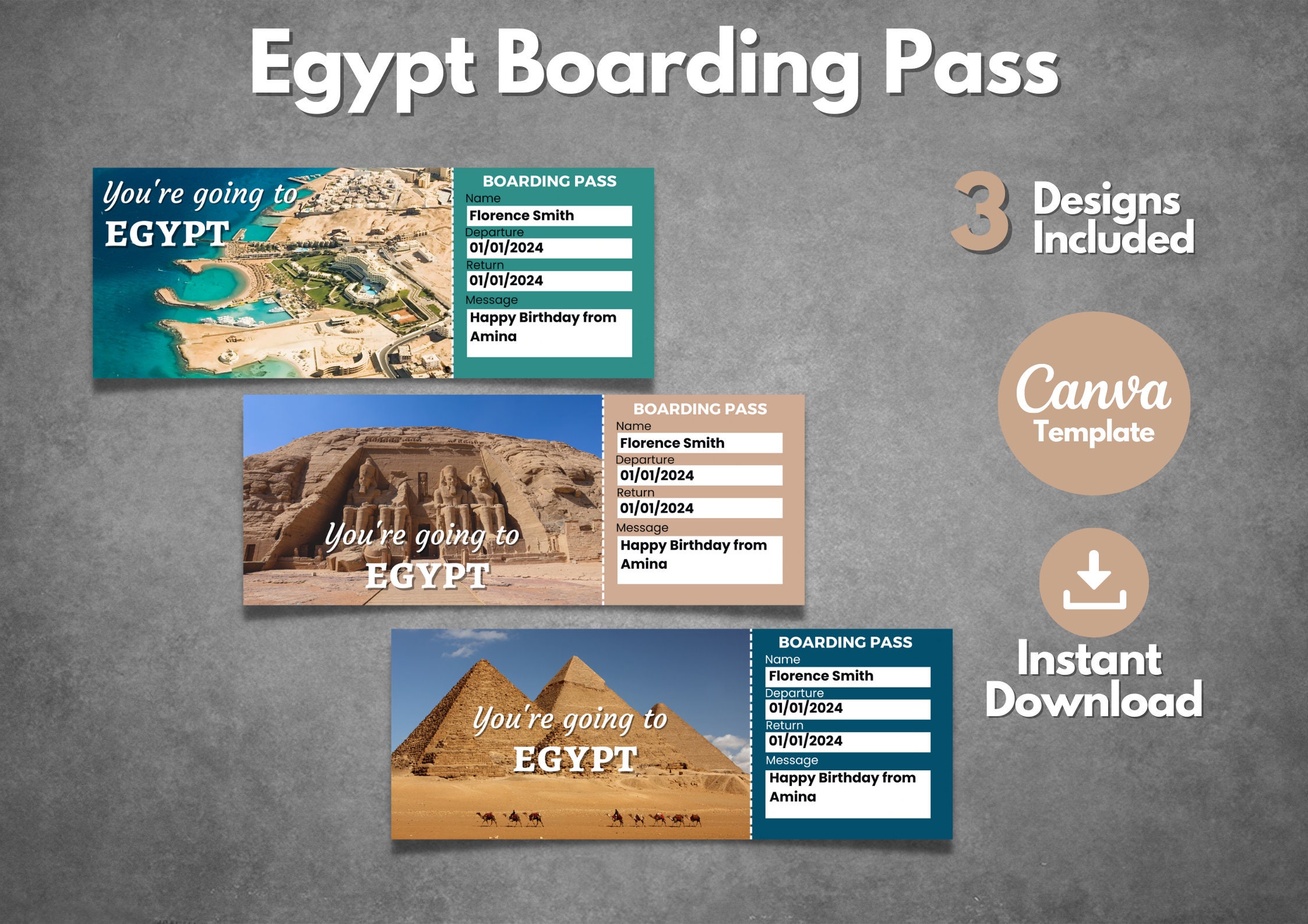 Editable Egypt Ticket Template Printable Egypt Boarding Pass Etsy UK