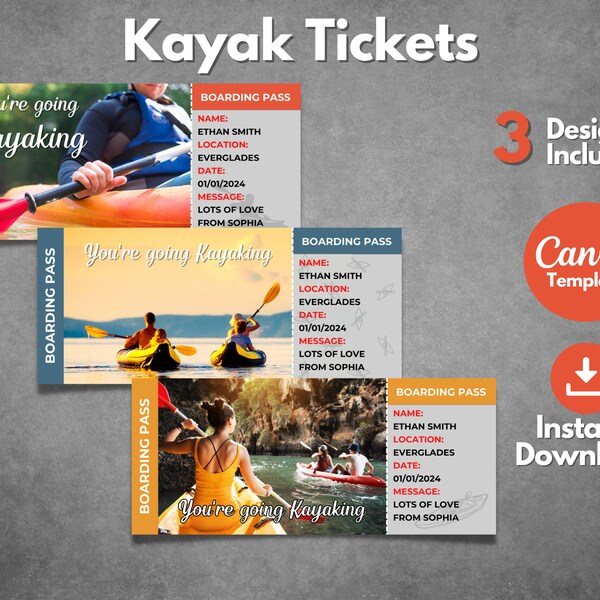 Kayak Ticket Etsy