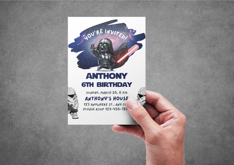 Printable Darth Vader Birthday Invitation Template Editable - Etsy