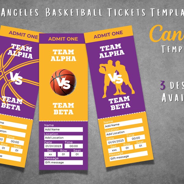 Printable Lakers Tickets Etsy